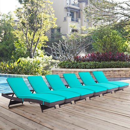 Convene Chaise Outdoor Patio Set of 6, Blue, Rattan 11303