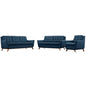 Beguile Living Room Set Upholstered Fabric Set of 3, Navy, Fabric 11306