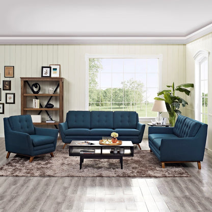 Beguile Living Room Set Upholstered Fabric Set of 3, Navy, Fabric 11306