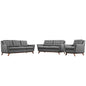 Beguile Living Room Set Upholstered Fabric Set of 3, Grey, Fabric 11307
