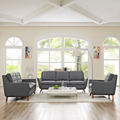 Beguile Living Room Set Upholstered Fabric Set of 3, Grey, Fabric 11307