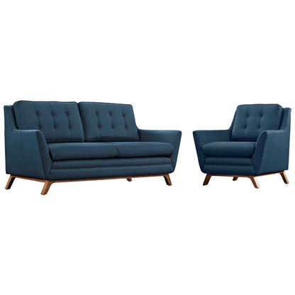 Beguile Living Room Set Upholstered Fabric Set of 2, Navy, Fabric 11313