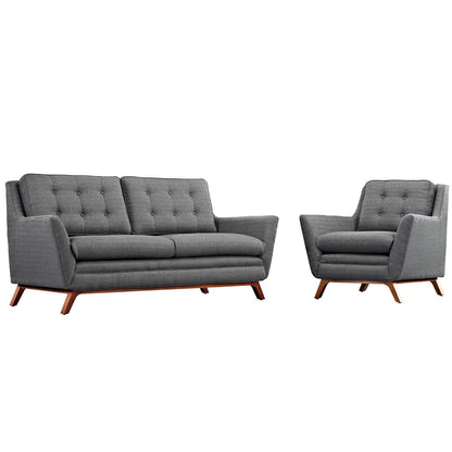 Beguile Living Room Set Upholstered Fabric Set of 2, Grey, Fabric 11314
