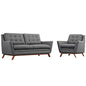 Beguile Living Room Set Upholstered Fabric Set of 2, Grey, Fabric 11314