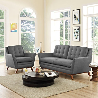 Beguile Living Room Set Upholstered Fabric Set of 2, Grey, Fabric 11314