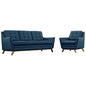 Beguile Living Room Set Upholstered Fabric Set of 2, Navy, Fabric 11320