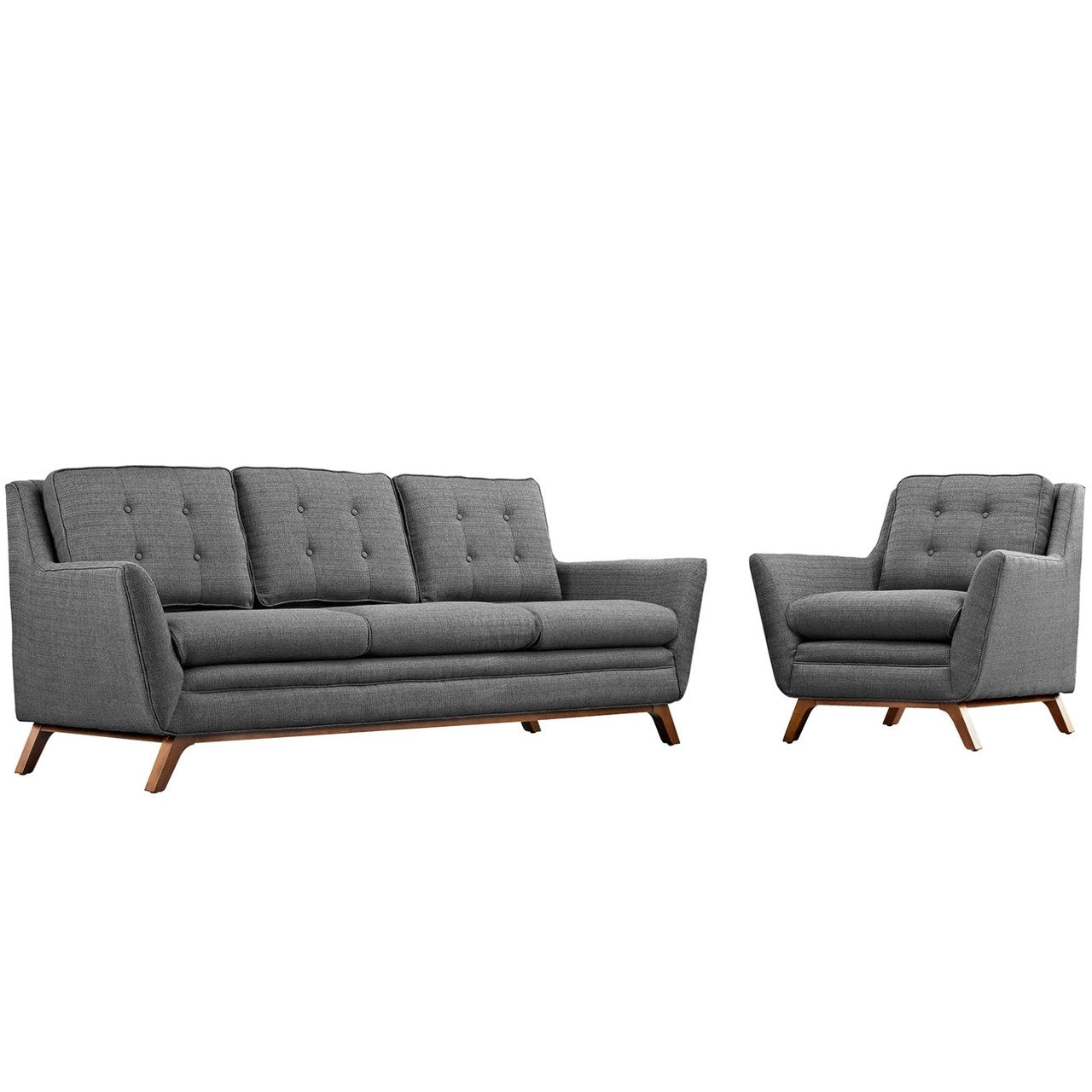 Beguile Living Room Set Upholstered Fabric Set of 2, Grey, Fabric 11321