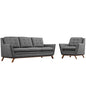 Beguile Living Room Set Upholstered Fabric Set of 2, Grey, Fabric 11321