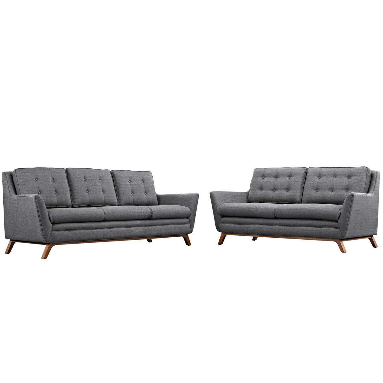 Beguile Living Room Set Upholstered Fabric Set of 2, Grey, Fabric 11328