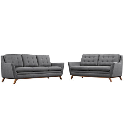 Beguile Living Room Set Upholstered Fabric Set of 2, Grey, Fabric 11328