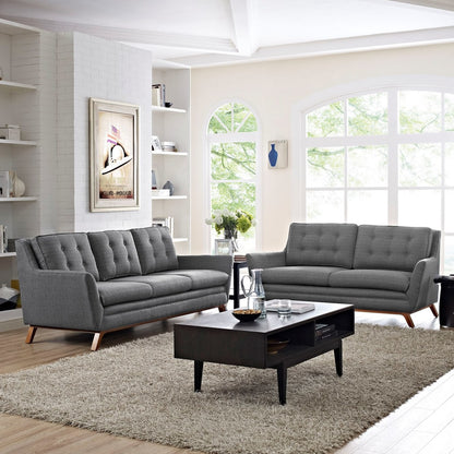 Beguile Living Room Set Upholstered Fabric Set of 2, Grey, Fabric 11328