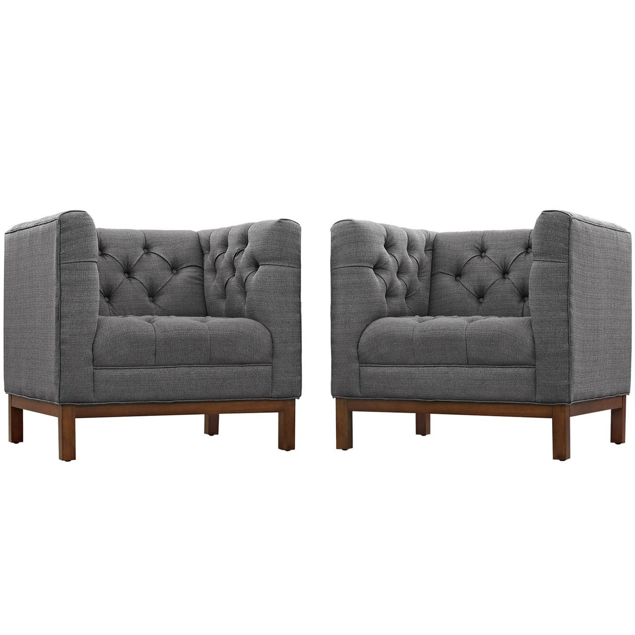 Panache Living Room Set Upholstered Fabric Set of 2, Grey, Fabric 11345