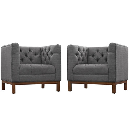 Panache Living Room Set Upholstered Fabric Set of 2, Grey, Fabric 11345