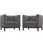 Panache Living Room Set Upholstered Fabric Set of 2, Grey, Fabric 11345