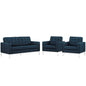 Loft Living Room Set Upholstered Fabric Set of 3, Navy, Fabric 11360