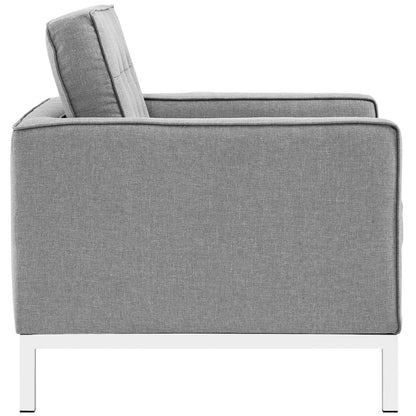 Loft Living Room Set Upholstered Fabric Set of 3, Grey, Fabric 11363