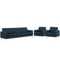 Loft Living Room Set Upholstered Fabric Set of 3, Navy, Fabric 11366