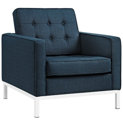 Loft Living Room Set Upholstered Fabric Set of 3, Navy, Fabric 11366