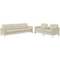 Loft 3 Piece Upholstered Fabric Sofa and Armchair Set, Fabric, Beige 13544