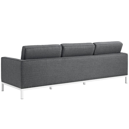Loft Living Room Set Upholstered Fabric Set of 3, Grey, Fabric 11367