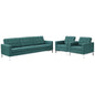 Loft 3 Piece Upholstered Fabric Sofa and Armchair Set, Fabric, Aqua Blue 13545