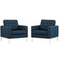 Loft Armchairs Upholstered Fabric Set of 2, Navy, Fabric 11372