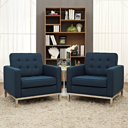 Loft Armchairs Upholstered Fabric Set of 2, Navy, Fabric 11372