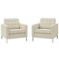 Loft Armchairs Upholstered Fabric Set of 2, Fabric, Beige 13546