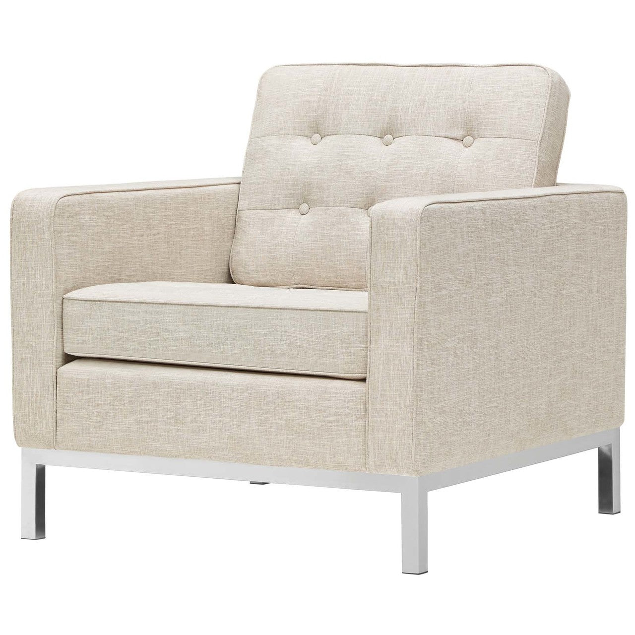 Loft Armchairs Upholstered Fabric Set of 2, Fabric, Beige 13546