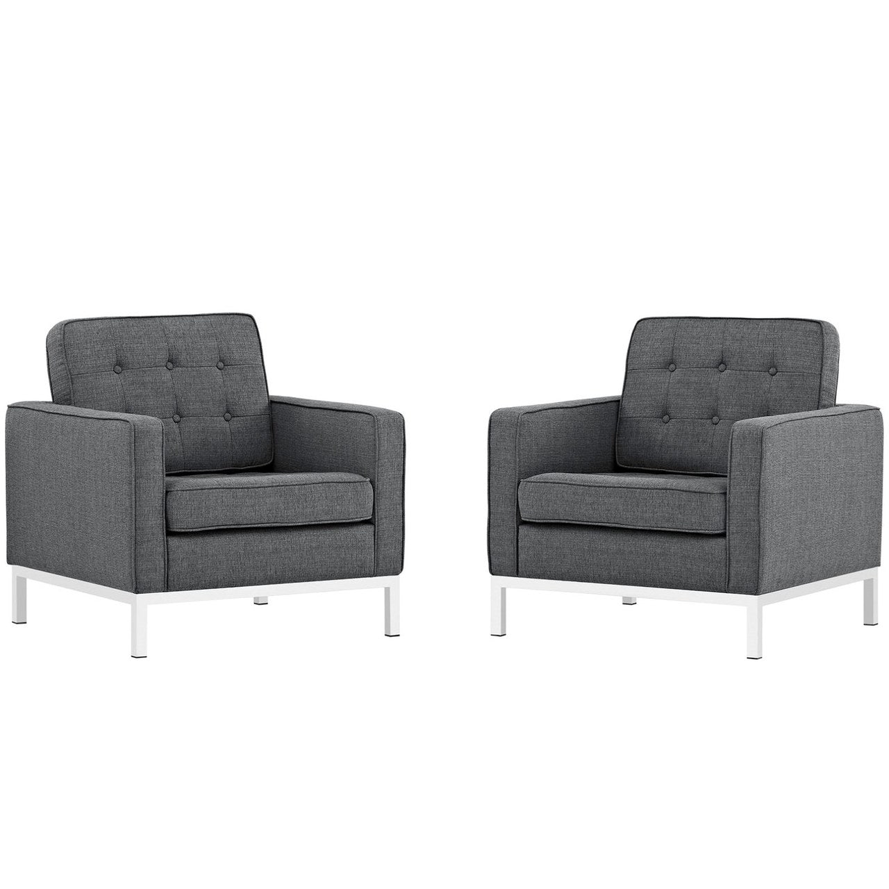 Loft Armchairs Upholstered Fabric Set of 2, Grey, Fabric 11373