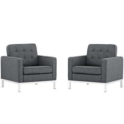 Loft Armchairs Upholstered Fabric Set of 2, Grey, Fabric 11373