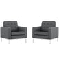 Loft Armchairs Upholstered Fabric Set of 2, Grey, Fabric 11373