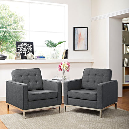 Loft Armchairs Upholstered Fabric Set of 2, Grey, Fabric 11373