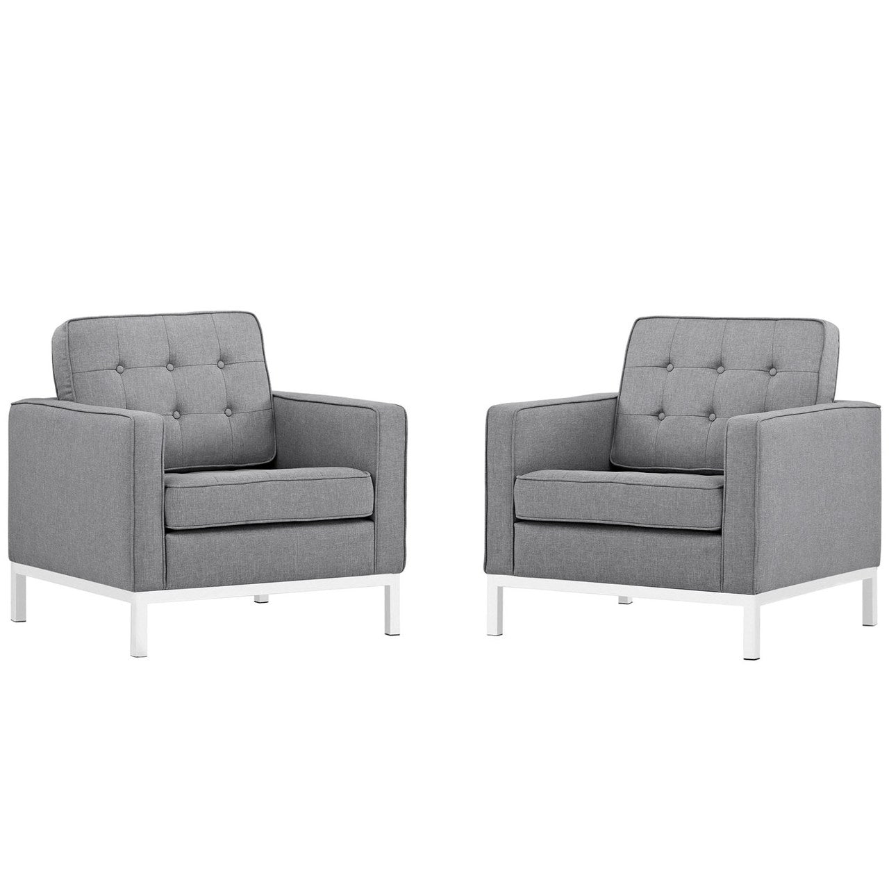 Loft Armchairs Upholstered Fabric Set of 2, Grey, Fabric 11375
