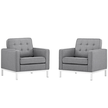Loft Armchairs Upholstered Fabric Set of 2, Grey, Fabric 11375