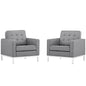 Loft Armchairs Upholstered Fabric Set of 2, Grey, Fabric 11375