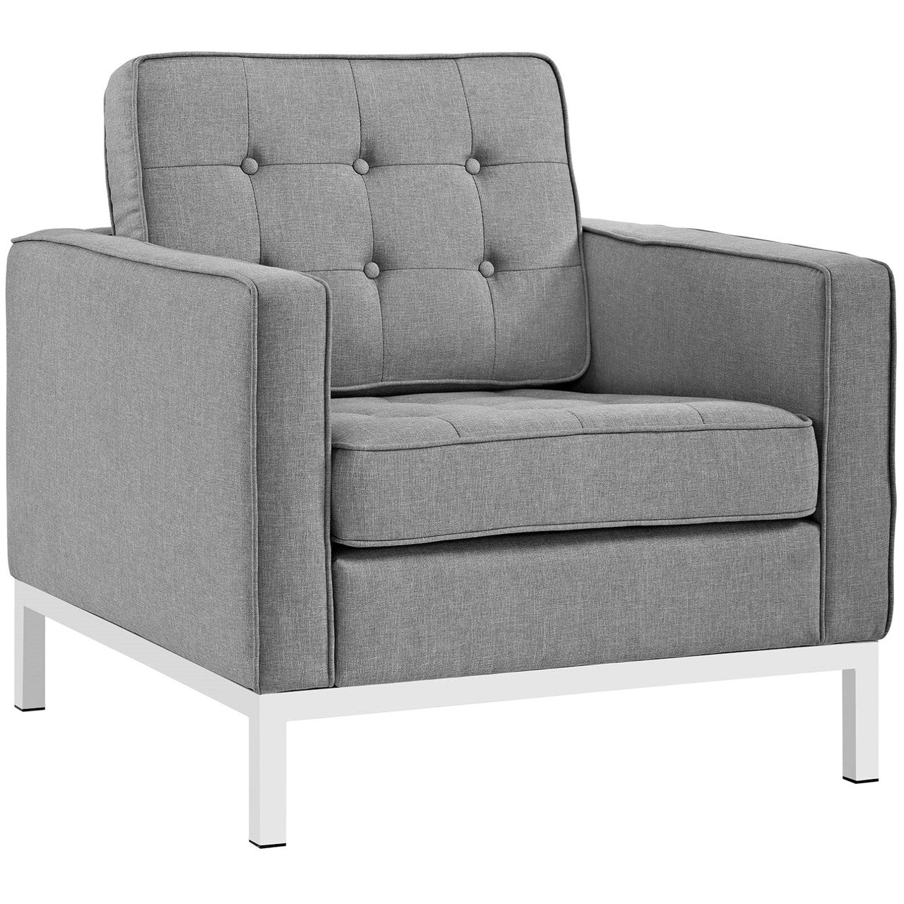 Loft Armchairs Upholstered Fabric Set of 2, Grey, Fabric 11375