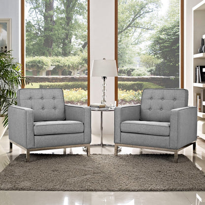 Loft Armchairs Upholstered Fabric Set of 2, Grey, Fabric 11375