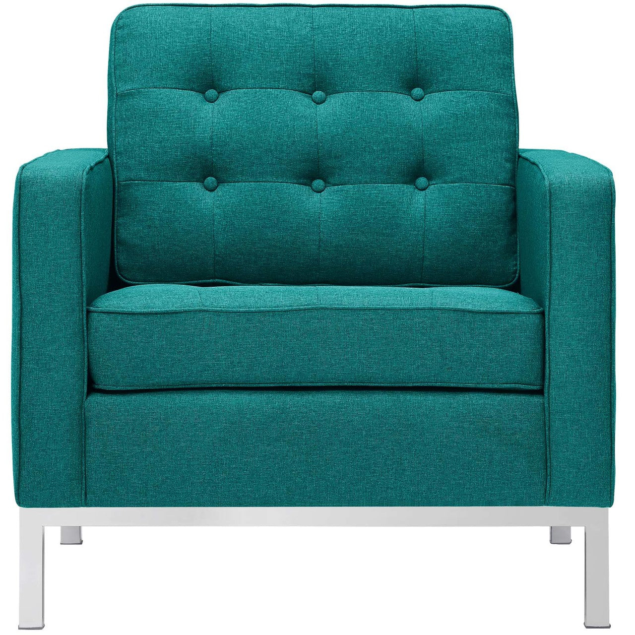Loft Armchairs Upholstered Fabric Set of 2, Fabric, Aqua Blue 13547