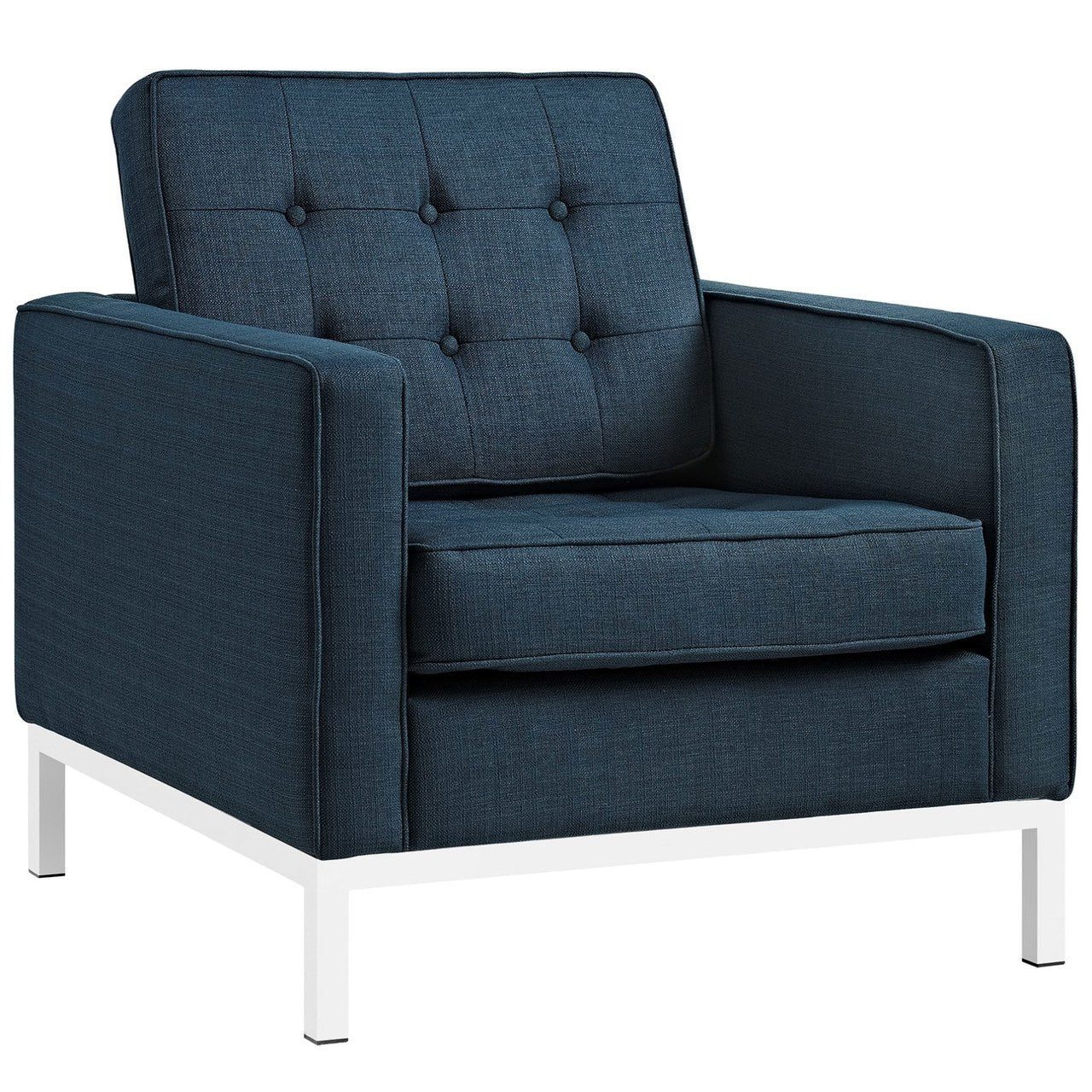 Loft Living Room Set Upholstered Fabric Set of 3, Navy, Fabric 11378