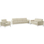 Loft 3 Piece Upholstered Fabric Sofa Loveseat and Armchair Set, Fabric, Beige 13548