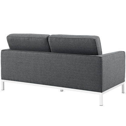 Loft Living Room Set Upholstered Fabric Set of 3, Grey, Fabric 11379