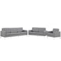 Loft Living Room Set Upholstered Fabric Set of 3, Grey, Fabric 11381