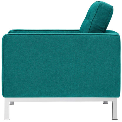 Loft 3 Piece Upholstered Fabric Sofa Loveseat and Armchair Set, Fabric, Aqua Blue 13549
