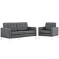 Loft Living Room Set Upholstered Fabric Set of 2, Grey, Fabric 11385