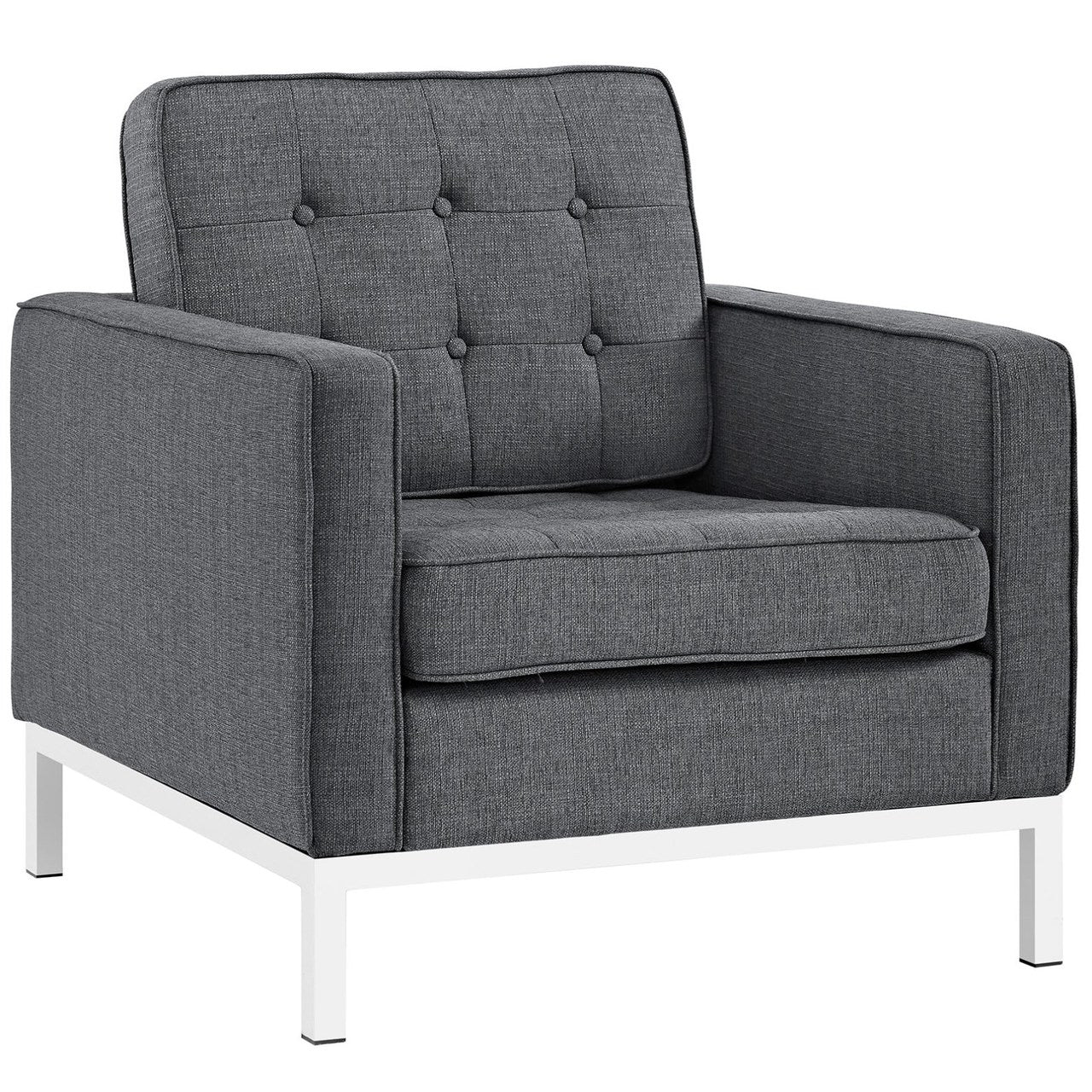 Loft Living Room Set Upholstered Fabric Set of 2, Grey, Fabric 11385