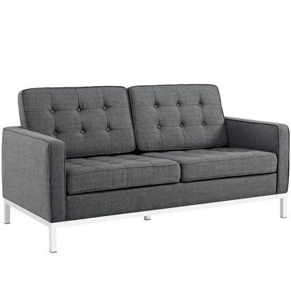 Loft Living Room Set Upholstered Fabric Set of 2, Grey, Fabric 11385
