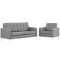 Loft Living Room Set Upholstered Fabric Set of 2, Grey, Fabric 11387