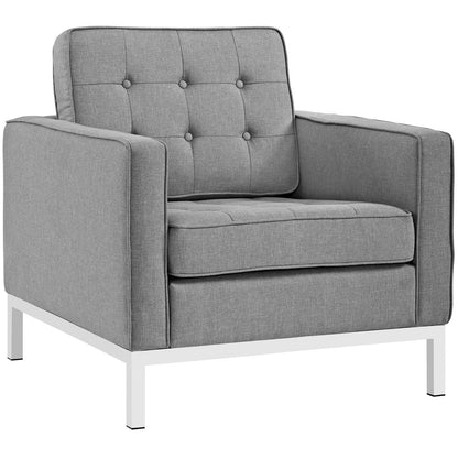 Loft Living Room Set Upholstered Fabric Set of 2, Grey, Fabric 11387
