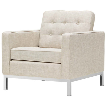 Loft 2 Piece Upholstered Fabric Sofa and Armchair Set, Fabric, Beige 13550
